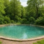 serene hot spring pool surrounded by lush greenery